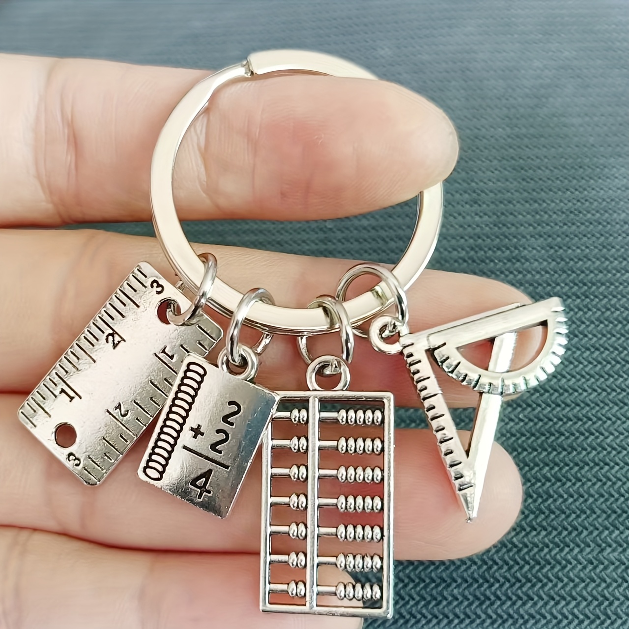 Alloy Ruler, Book Abacus, Triangle Ruler, Teacher's Day, Student Gift, Back To Keychain, I Love Mathematics