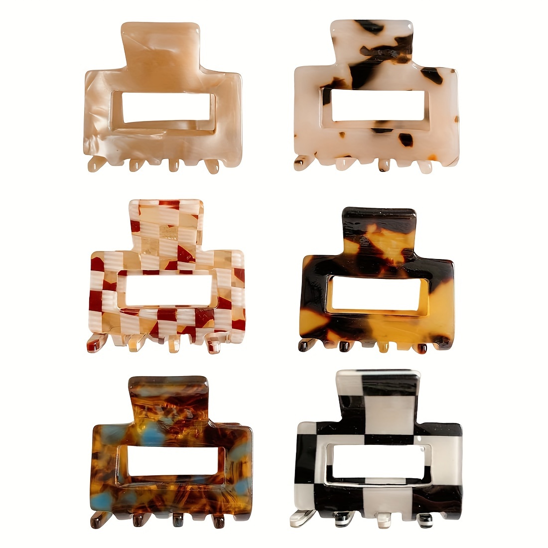 

6pcs Vintage & Leopard Print Hair Claw Clips - Non-slip, For Thin To Medium Hair - Stylish Accessory For Women And Girls