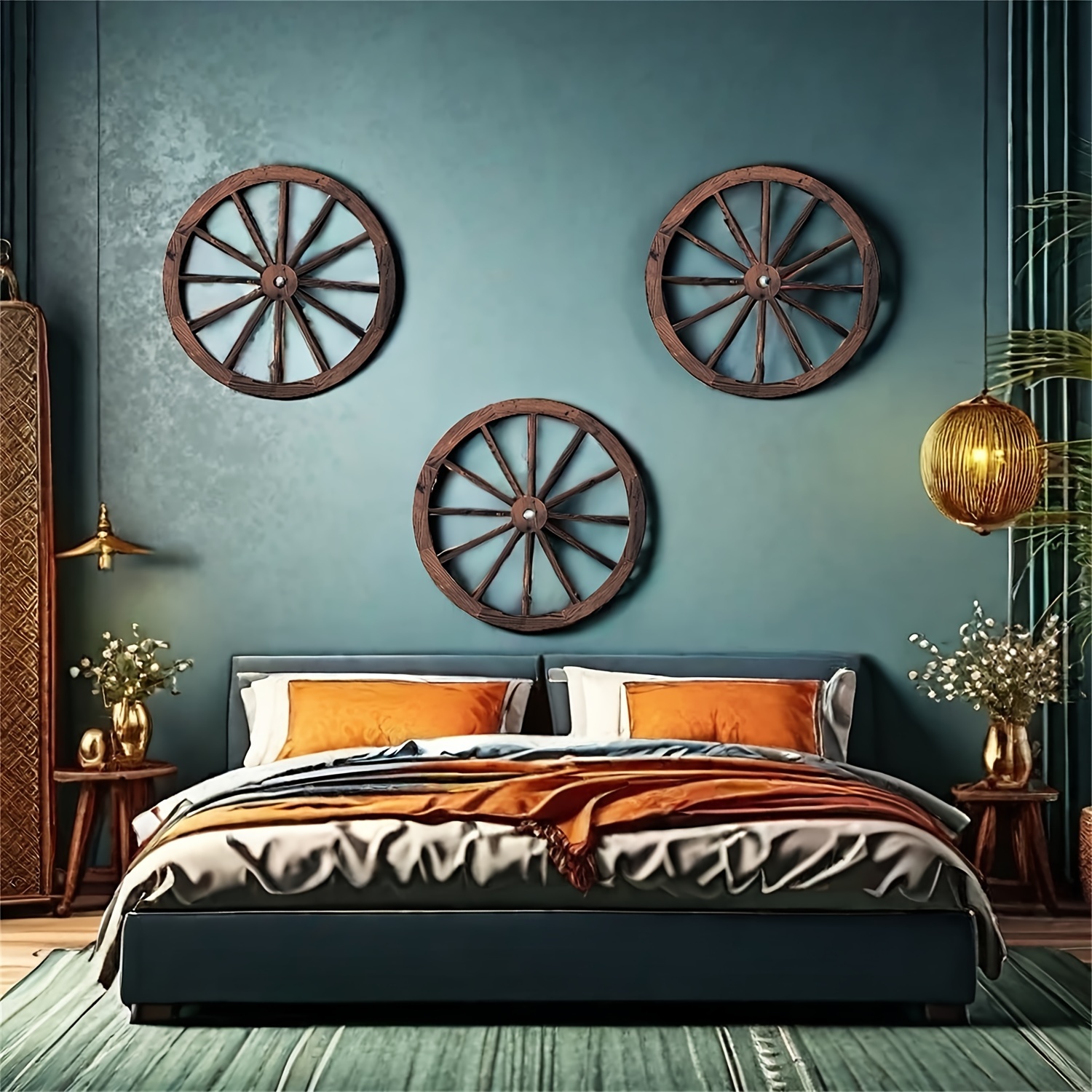 

Wooden Wheel Vintage Home Wall Decor, Wheels Hanging Decoration, Rustic Wall Decorative Wood Decal For Furniture, Chinese Style Furniture Retro Decor, Wood Wall Ornament Outdoor Indoor.