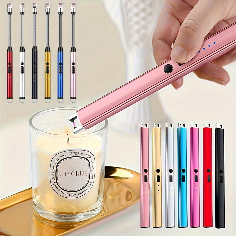1pc electronic lighter windproof flameless usb rechargeable aluminum   candle lighter for candle bbq camping home use ideal for christmas and new year celebrations