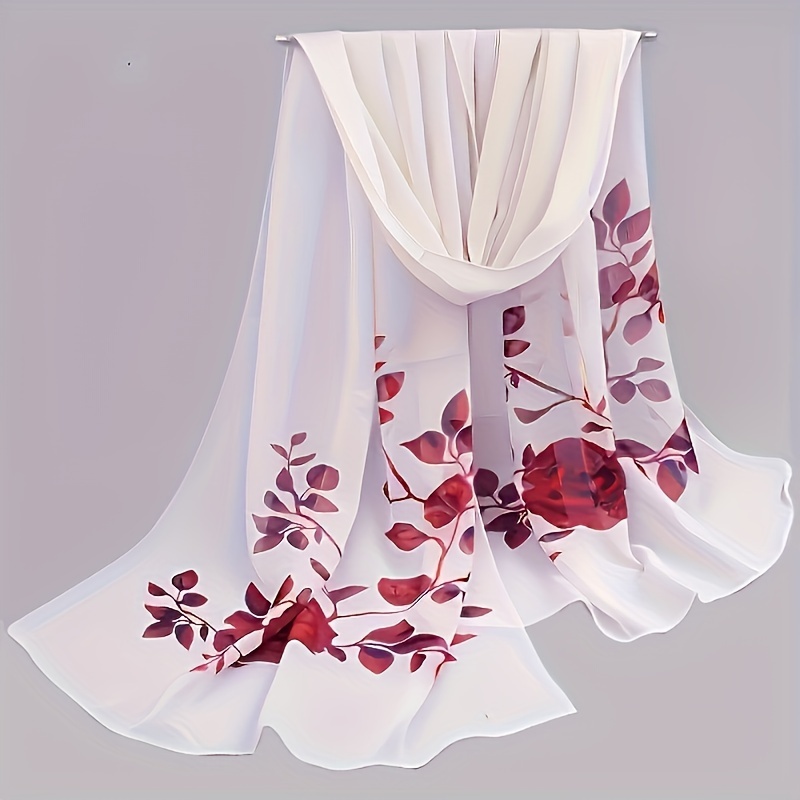 TEMU Écharpe légère pour femmes - Design élégant à motif floral, tissu doux et transparent idéal pour châles, couvre-bains de plage et accessoires de