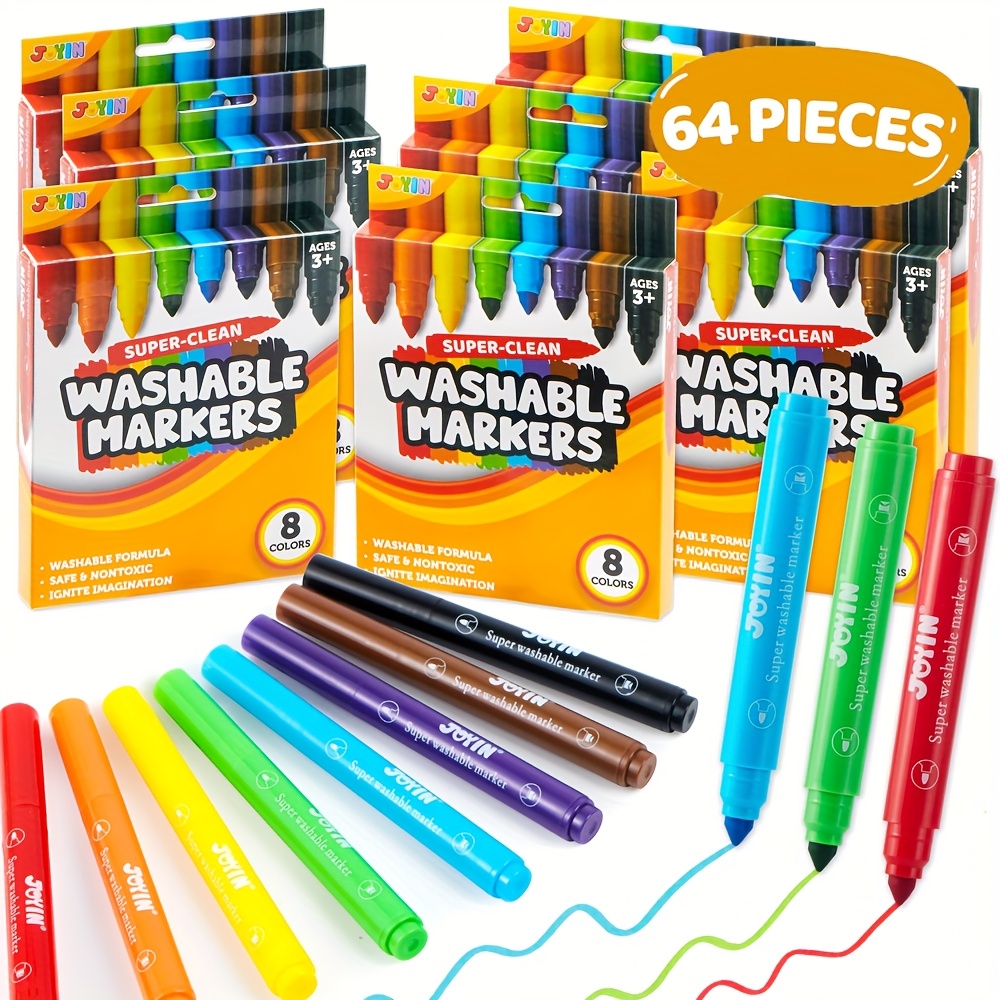 

Joyin 64 Count Washable Markers For Kids, Art Marker Set For Kids Ages 3+, Art Supply, Classroom Prizes