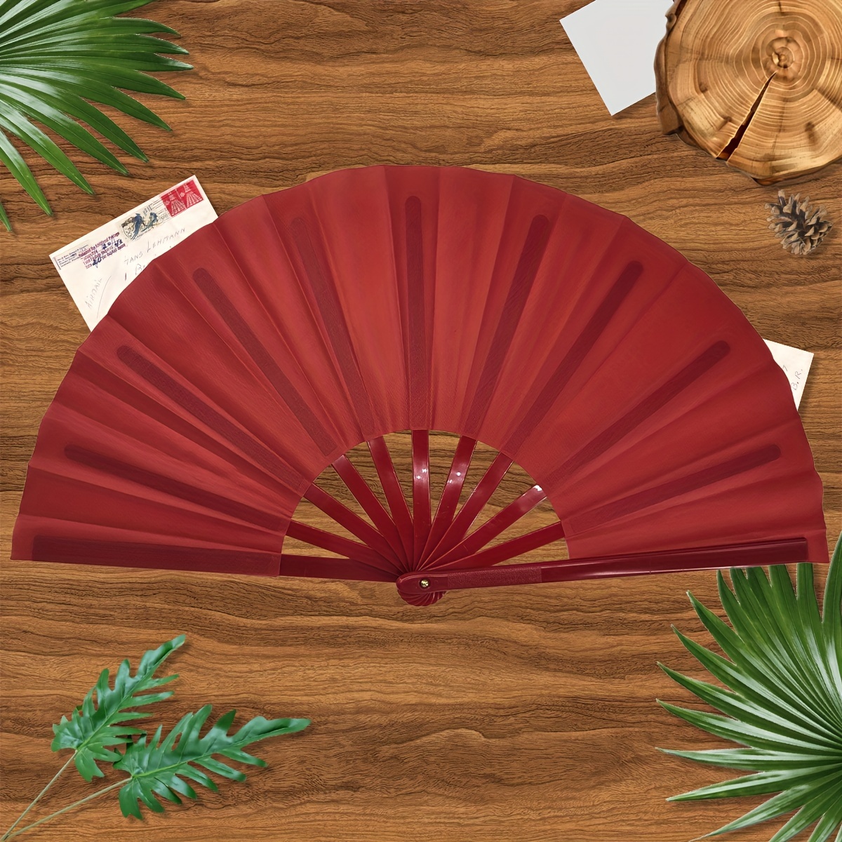 TEMU 1pc D Grande Minimalista de Color Sólido para Hombres y Mujeres, Plegable de Chino Japonés Fu Tai Chi para Festival de , , , Accesorios de Baile