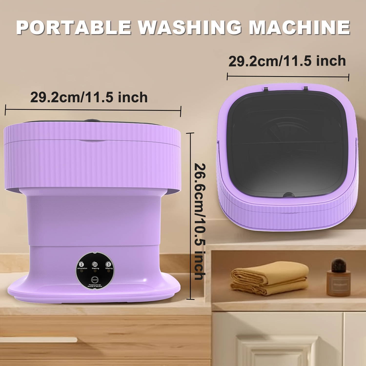 

Ont 60w Portable Mini Washing Machine & Dryer Set - Collapsible, For Travel & Apartments - Ideal For Clothes & Socks, 10l, With Spin, European Plug, Portable Washing Machine