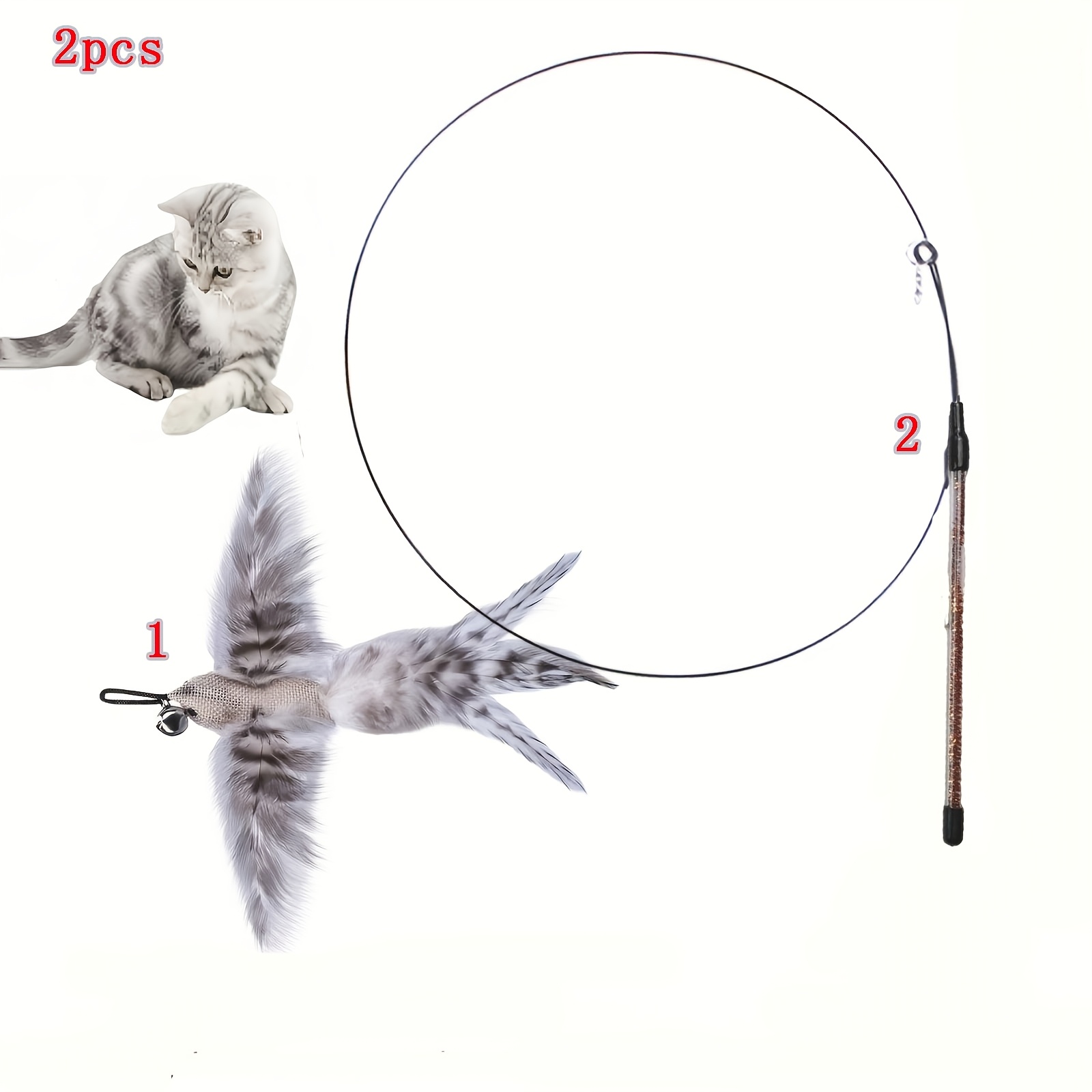 E-shop Katzenspielzeug-Kitzelstab mit Vogelimitat, neuer einzelstängiger Kitzelstab, kaubares quietschendes Spielzeug, geeignet für Katzentraining,