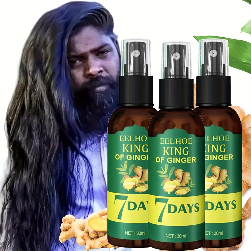 TEMU 3pcs Ginger Hair , 1.01oz - Moisturizing Mist For All Hair Types With Natural Ginger Extract For Scalp Health & Shiny Hair, 7 Days Of Ginger ,