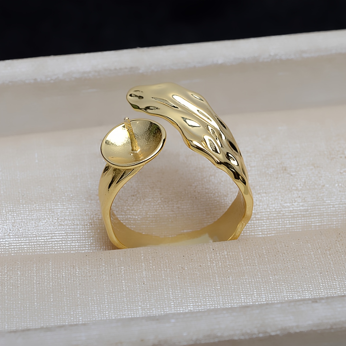 TEMU 1pc Bague vierge plaquée cuivre 18K doré, bague baroque facile, bague ajustable vierge, convient aux perles, bague d'ajout de bijoux