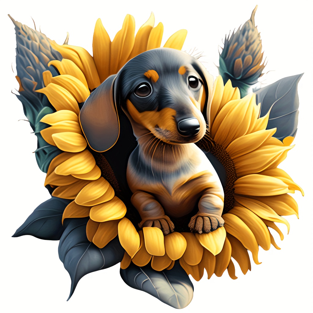 

1pc Dachshund In Sunflower Diamond Art Painting Kits For Adults 5d Diamond Art, For Beginners Diy With Round Full Diamond Art Painting Gem Art Home Wall Decor Gifts
