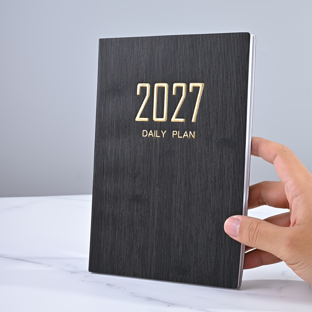 TEMU 2027 A5 Size Slim English Calendar Notebook, 64 Sheets/128 Pages Daily Planner, Slim Weekly Planner, Simple Creative Trendy Diary, Usable From