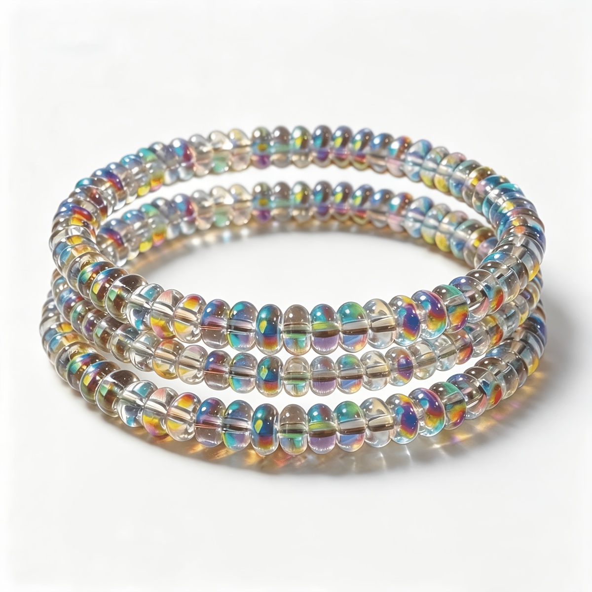 TEMU 3pcs Natural Mother-of-pearl Bracelets With Elastic Stretch Cord, Featuring An Elegant Vintage Style That , Suitable For Everyday Wear And Gift