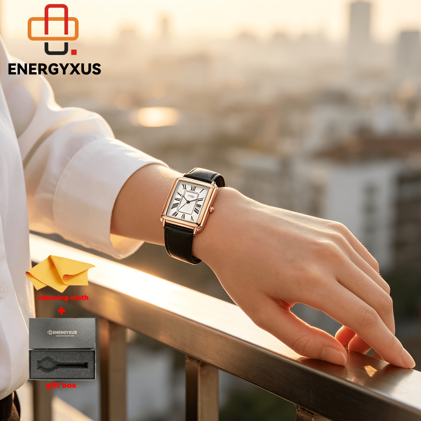 TEMU Famous Brand Women's Watch Fashion Pu Strap Watches Luxury Rectangular Roman Numeral Dial Versatile Wristwatch Gift