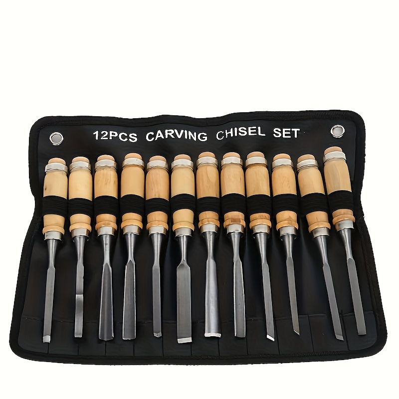 

12pcs Woodworking Carving Chisel Set, Carbon Steel Precision Tools - Portable, Perfect Gift For Craftsmen