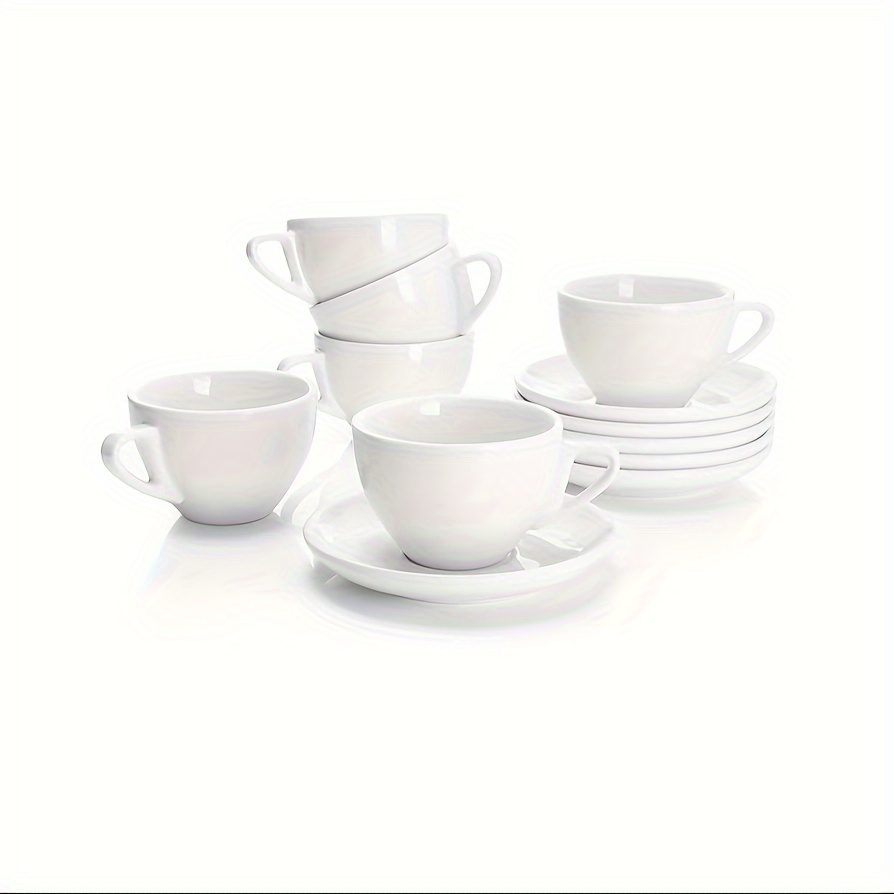 

Sweese 6 Oz With Saucer, Ceramic Cup 6-piece Set - White