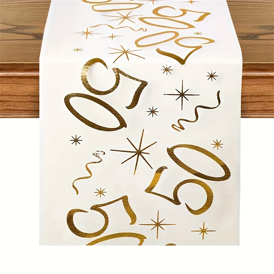 TEMU 1 Roll 50 Number Birthday Table Runner Valentine's Day Christmas Decoration Desktop Fashion Polyester Fiber Decoration, Suitable For Weddings,