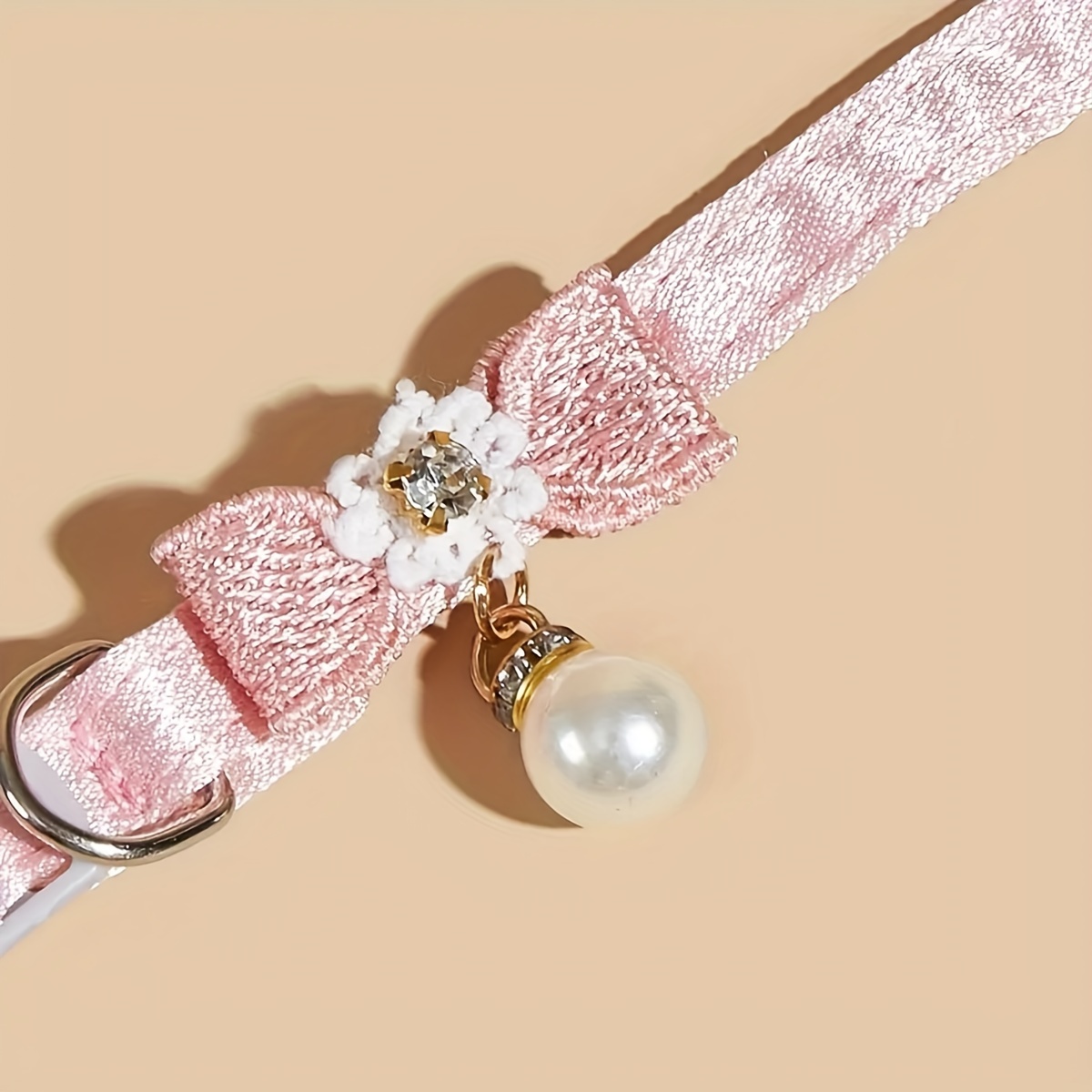 chic adjustable cat collar with lace bow tie soft comfortable polyester for everyday party wear Product details 4