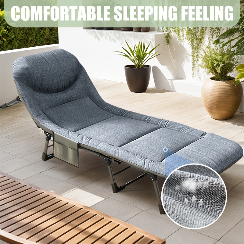 

Folding Sleeping Bed, 6-position Adjustment Portable Camping Cot, Reclining Lounge Chair, Comfortable Pillow&mattress, , Suitable For , Office Nap, Home, Tent Use.