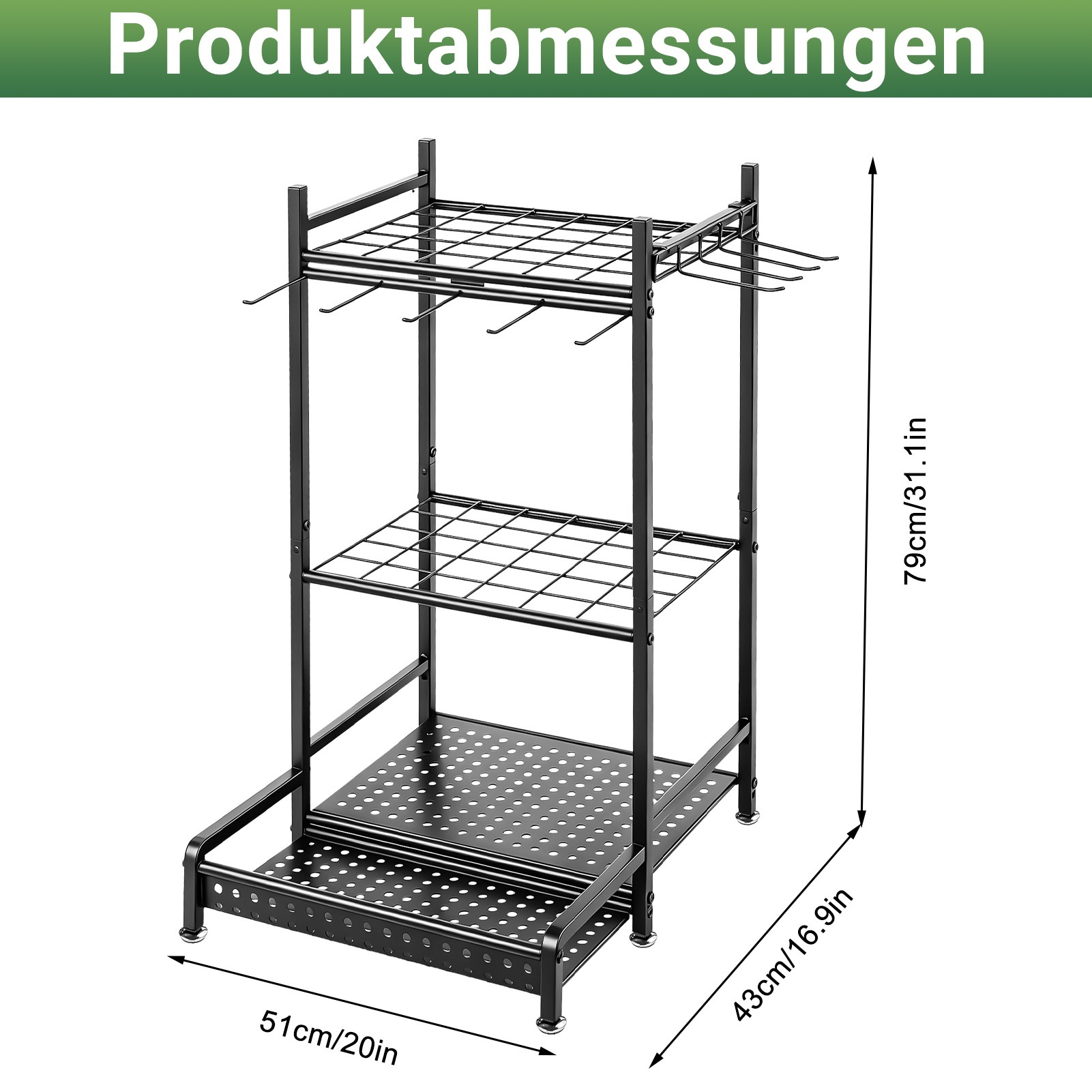 Metal Garden Tool Organizer, Heavy-duty Tool Rack, Can Hold Long-handled Shovels/brooms (suitable For Garages, Tool Sheds, And Outdoor Use - Black). A Great Organizing Gift For Men, , Husbands