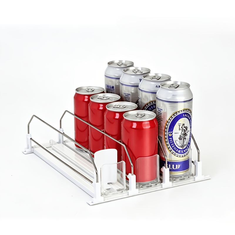 310mm Kompakter Kühlschrank Getränke Organizer, Selbstschließender Soda Dosen Spender, Verstellbares 3/4/5/6 Reihen Bierregal, Erhöhter Vordere Stopper, Dosen- und Flaschenhalter