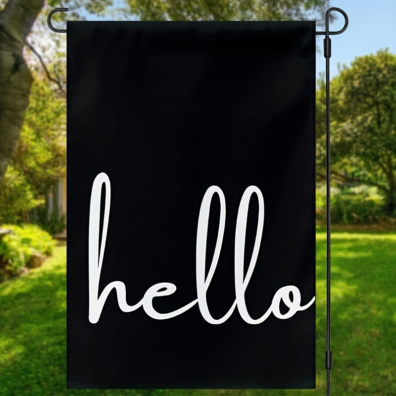 

1pc, Hello Garden Flag, Hello Home Sign, Hello Front Door Sign, Hello Porch Sign, Welcome Home Banner, Double Sided Waterproof Burlap Yard Flag, Lawn Decor 12*18inch