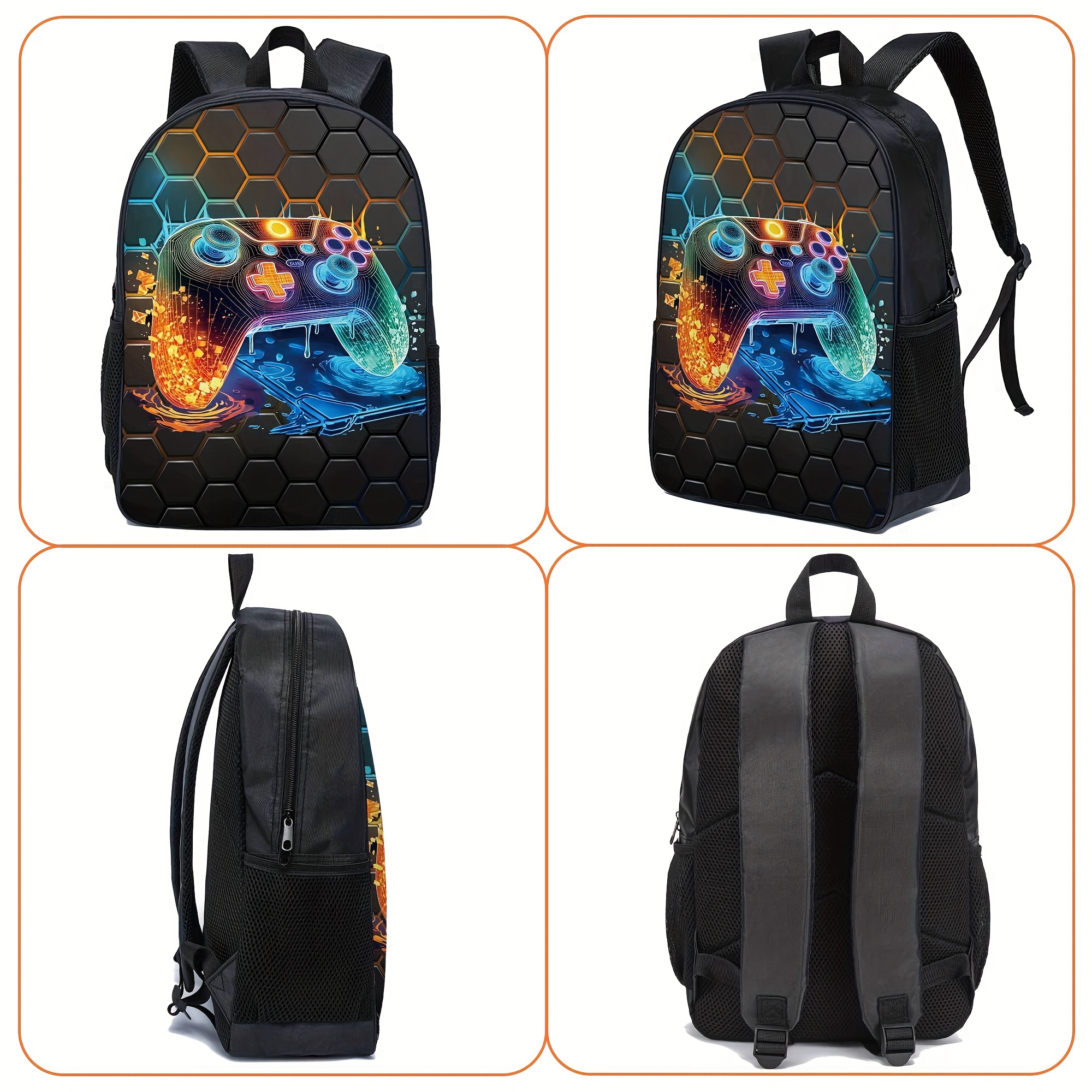 trendy pattern backpack mens large capacity bookbag three - Temu display picture 1