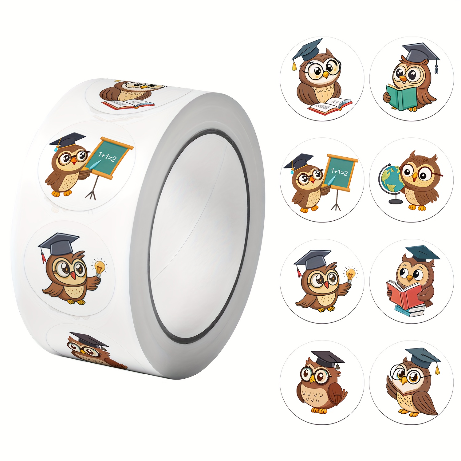 slika predmeta 1 zvitek 500 pisarniških nalepk s ptičjem - 8 srčkanih  , premer 1.0, samolepilne, za večkratno uporabo, s sijajem, z motivom živali, za darilno oblobo, zapiranje in dekoracijo  , dekoracija razreda|vibrantni   nalepk|kakovostne papirne nalepke