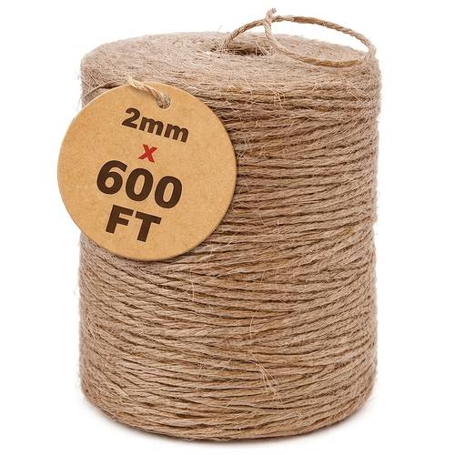item picture 600ft roll natural rope heavy duty 2mm thick jute suitable for crafts gift wrapping gardening diy projects rustic decorations bundling outdoor use wholesale for office