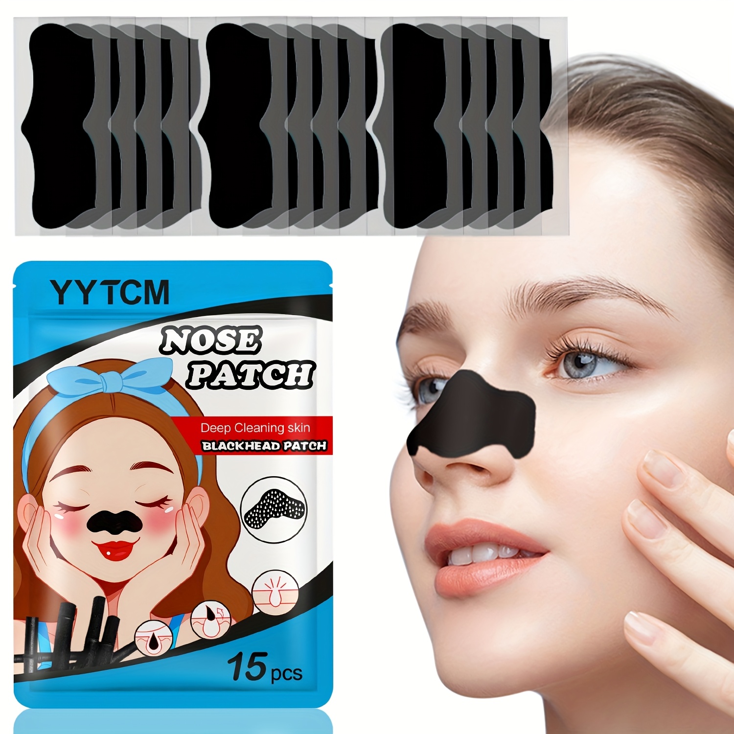 Large Size Blackhead Strips, Gentle and Non-Irritating, 15pcs