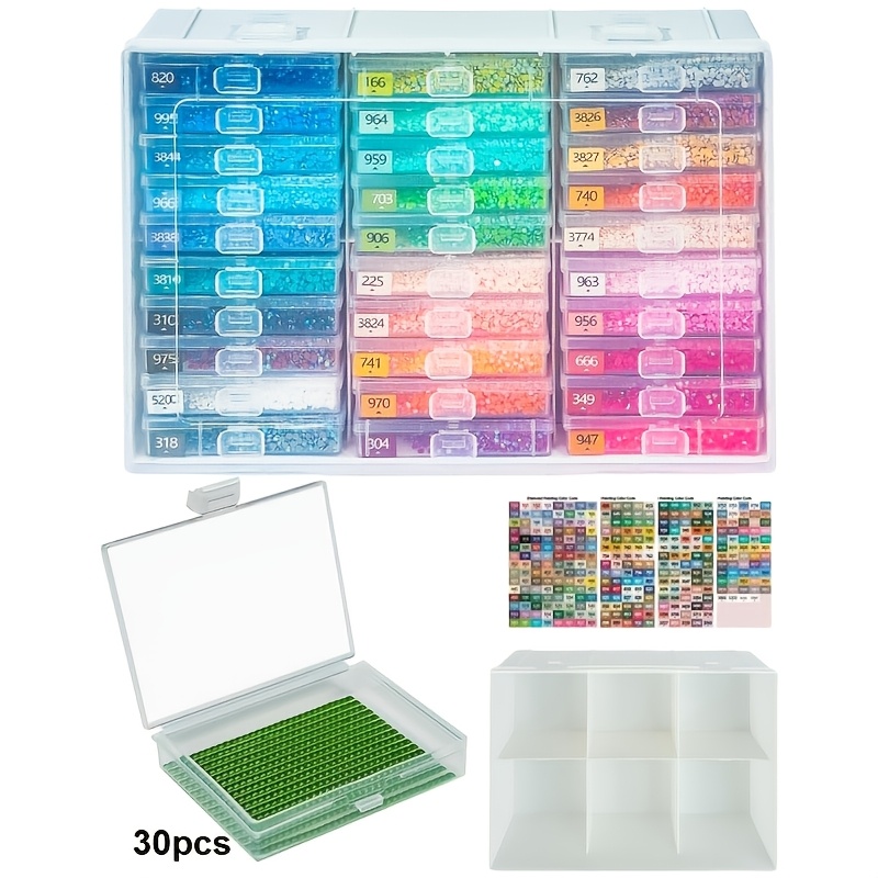 27/30pcs Bead Storage Trays With Lids, Diamond Painting Plastic Storage Box With 4pcs Stickers And Storage, Diamond Painting Additions For Beads, Perfect Beaded Storage Set