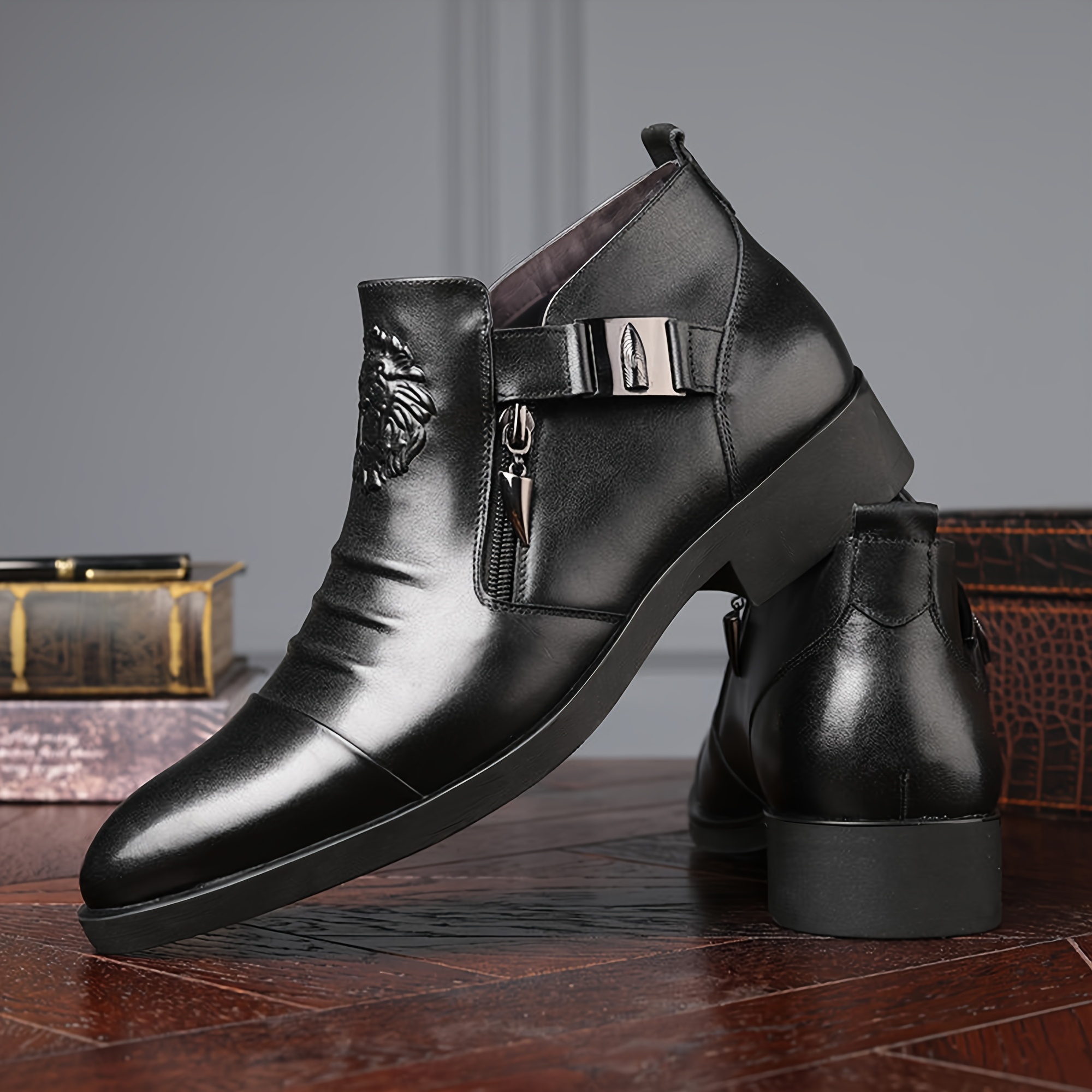 Image of Chelsea Boots Men Dress Boots Classic Business Embossed Men's Boots Autumn And