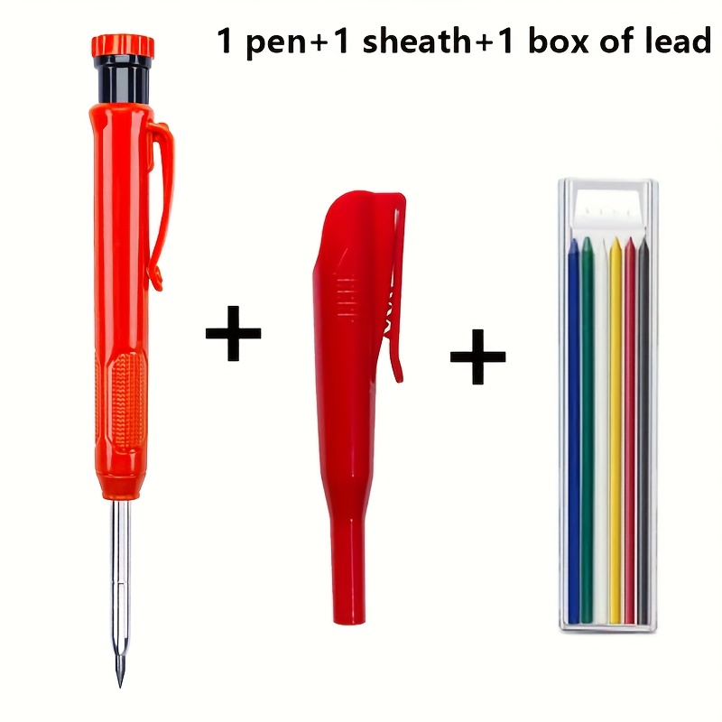 TEMU Ensemble de 3 pièces Nouveaux Crayons Mécaniques pour Menuiserie 2.4mm, Crayons Marqueurs avec Taille-Crayon Intégré, Crayons Solides pour Trous