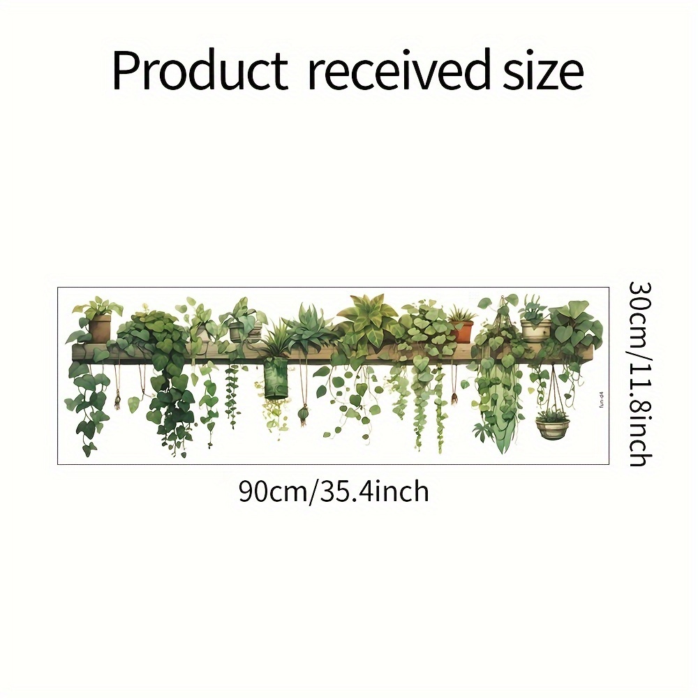 Image of Green Pothos Leaves Hanging Basket Bedroom Living Room Wall Decorative Wall Sticker 35.4in X 11.8in