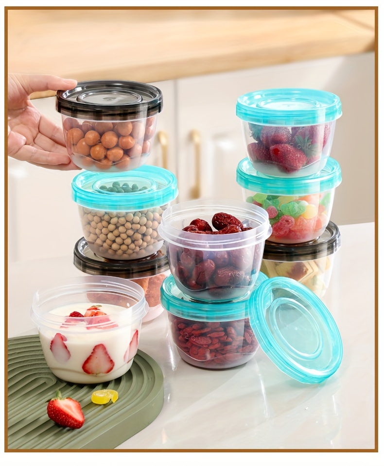 2pcs transparent sealed food storage containers with blue lids microwave safe freshness preserving   for   nuts fruits more ideal for home kitchen use details 6