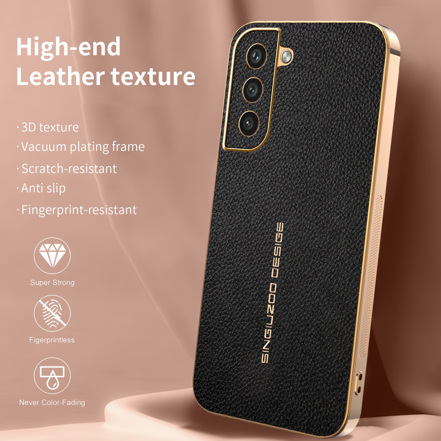 TEMU Phone Case: Suitable For S21, S21 Fe, S21 , S21 Ultra. High-end Fashion Electroplated Gold- Phone Case For Galaxy. Premium -like Lychee Texture