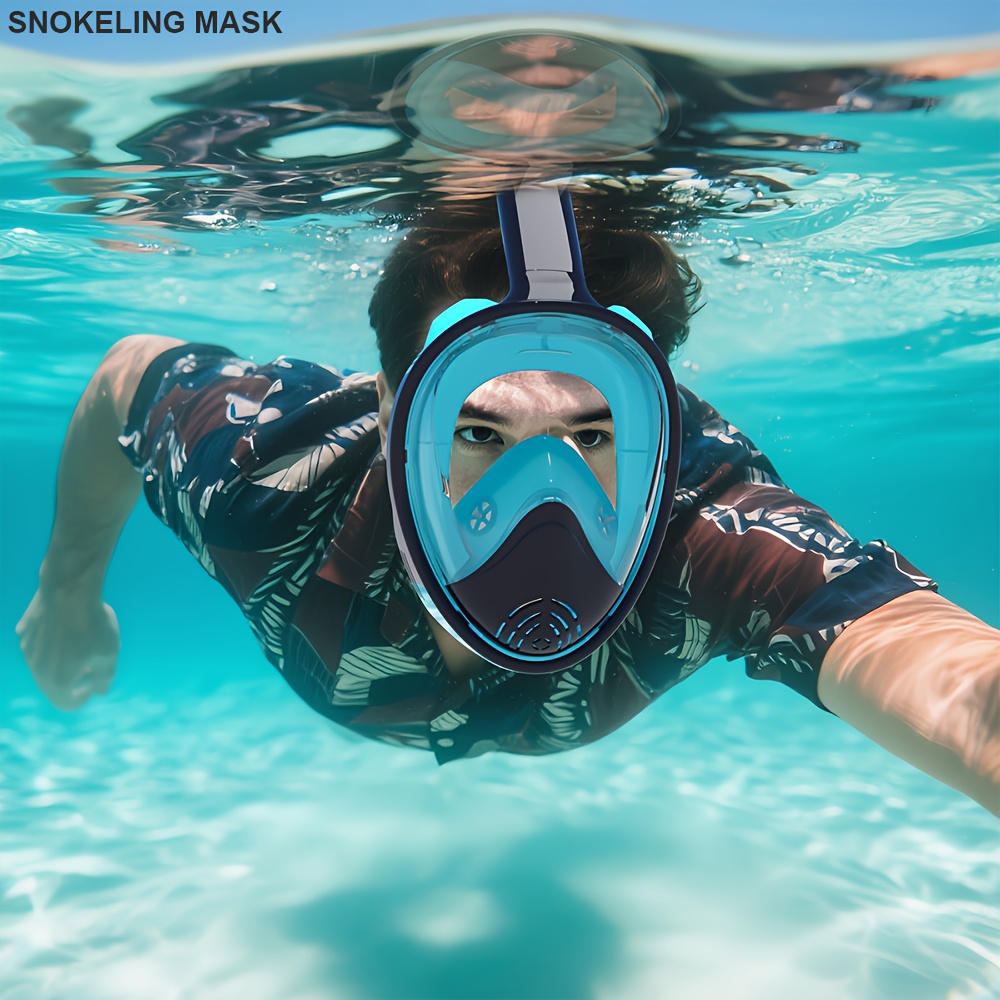 1pc JoyMaySun Full Face Snorkeling Mask with Camera Holder - Anti-Fog & Leakproof 180° Panoramic Goggles, Large Frame Silicone Swim Glasses Set for Adults, Scuba, Snorkeling, Freediving (No- Design)