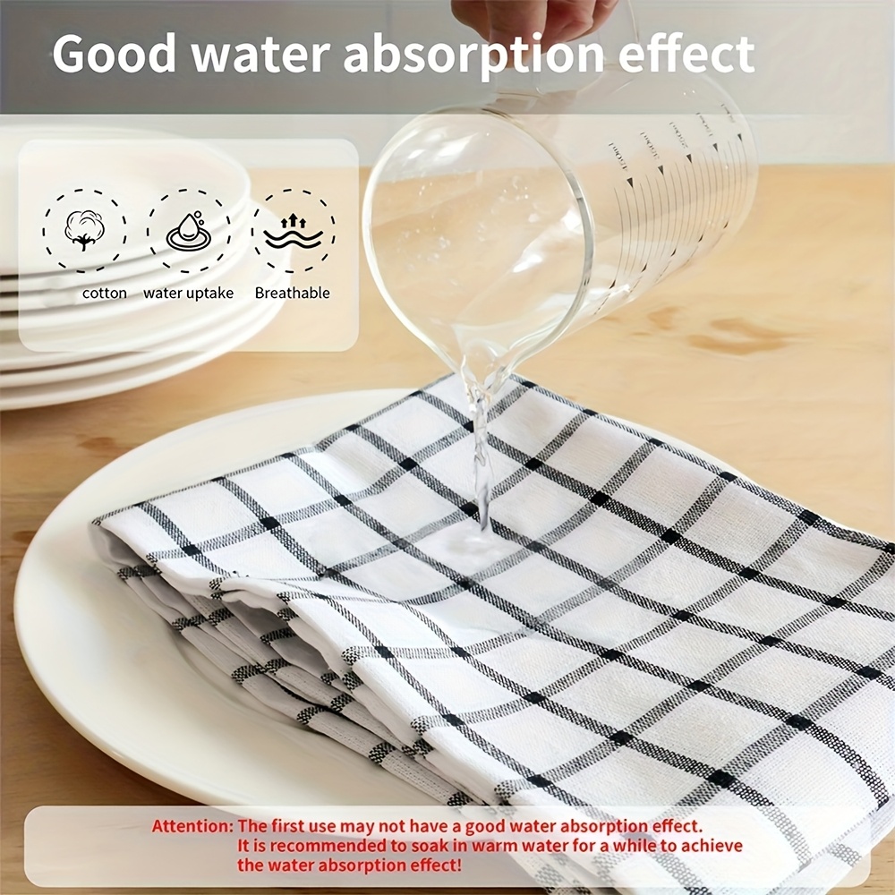 6/12pcs Classic Black & White Striped Kitchen Towels - Reusable, Cotton, Large Rectangular Dish Cloths Black Series Tea Towel, 50X70cm