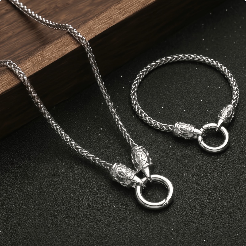 TEMU Ensemble 2 pièces - Nouveau collier et bracelet en os de dragon tendance - Ensemble de bijoux tendance. Convient pour un usage et comme cadeau