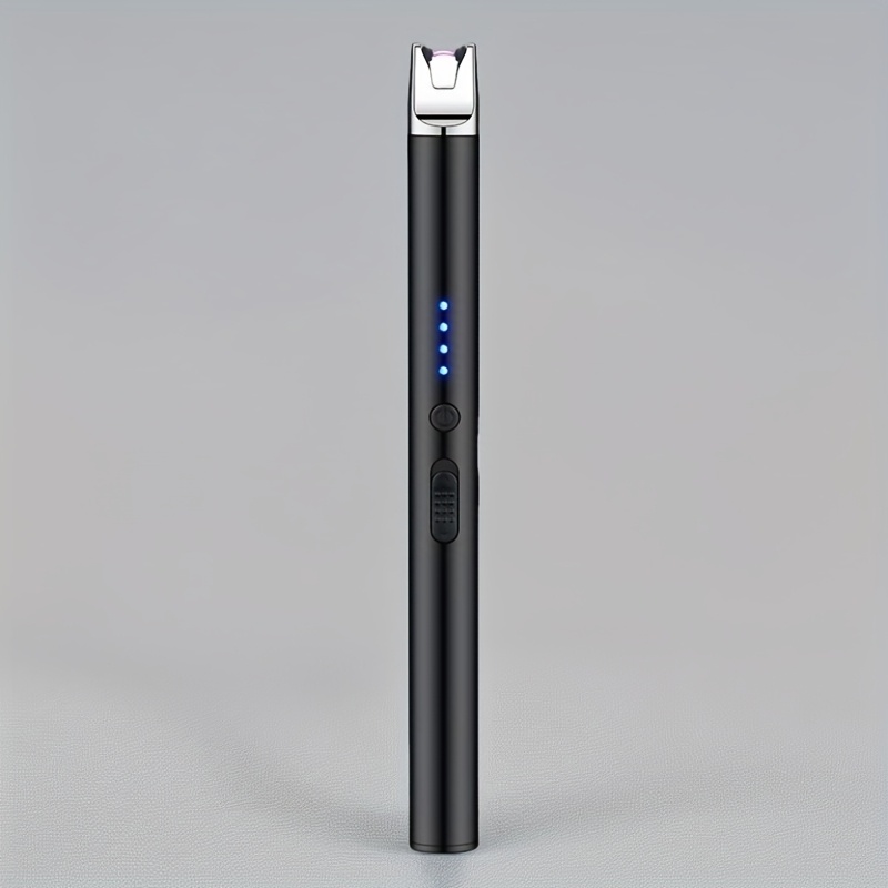 TEMU Usb Charging Metal Electronic Lighter, With An Extended Design For Windproof And Flameless, Equipped With Ignition Function, Built-in 170mah