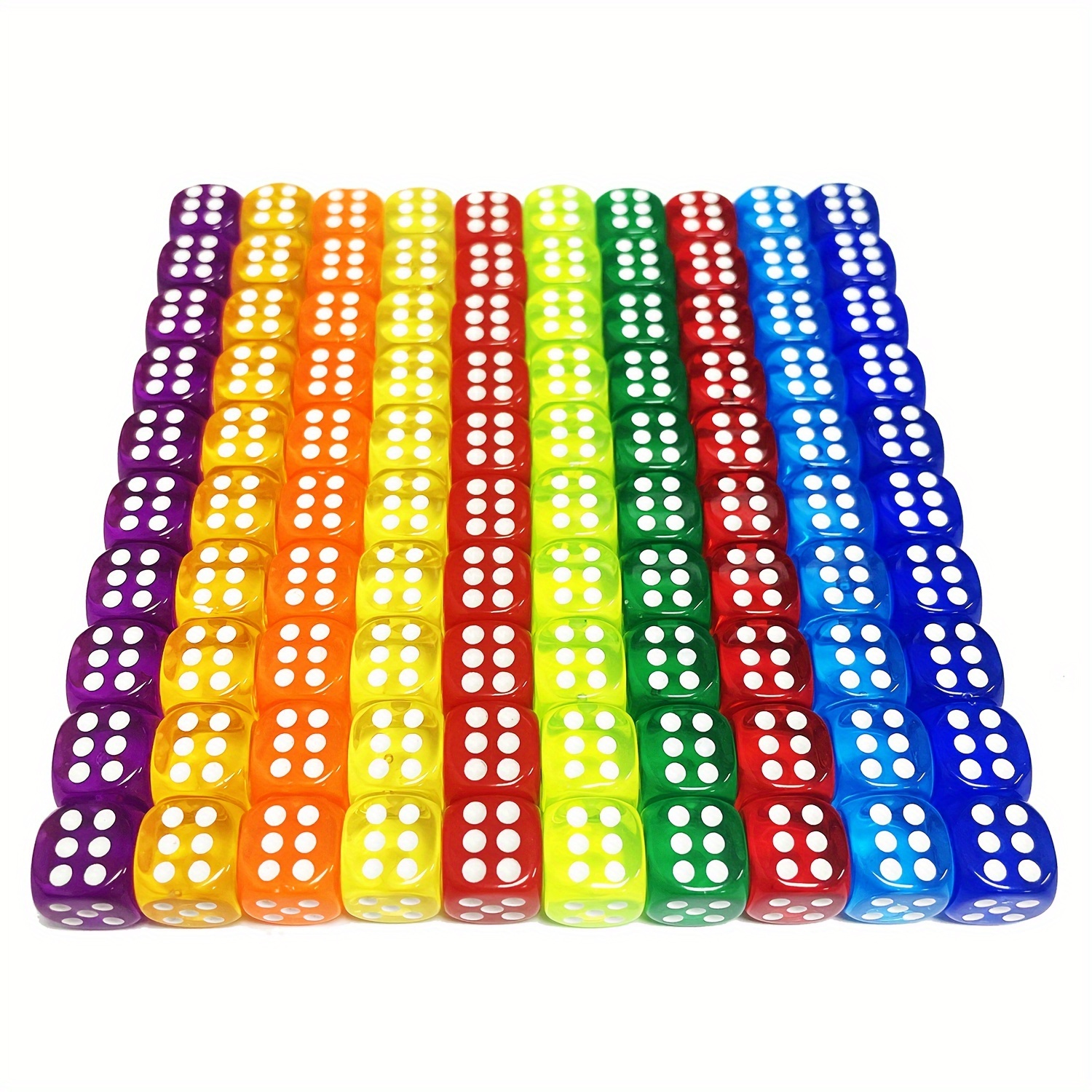 

100pcs 12mm Game Dices, Six-sided Of Rounded Translucent Dices For Table Board Game Or Teaching Math