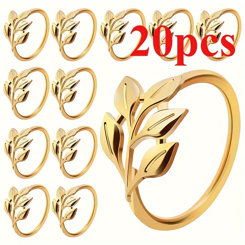 TEMU Reusable Golden Alloy Napkin Rings: Smooth Edges, Easy To Clean, Perfect For Wedding Parties, Festivals, And Christmas Dinners - Durable Material