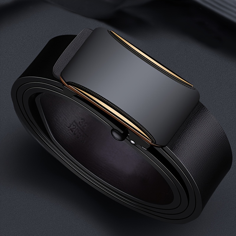 Men's Leather Cowhide Belt with Automatic Buckle