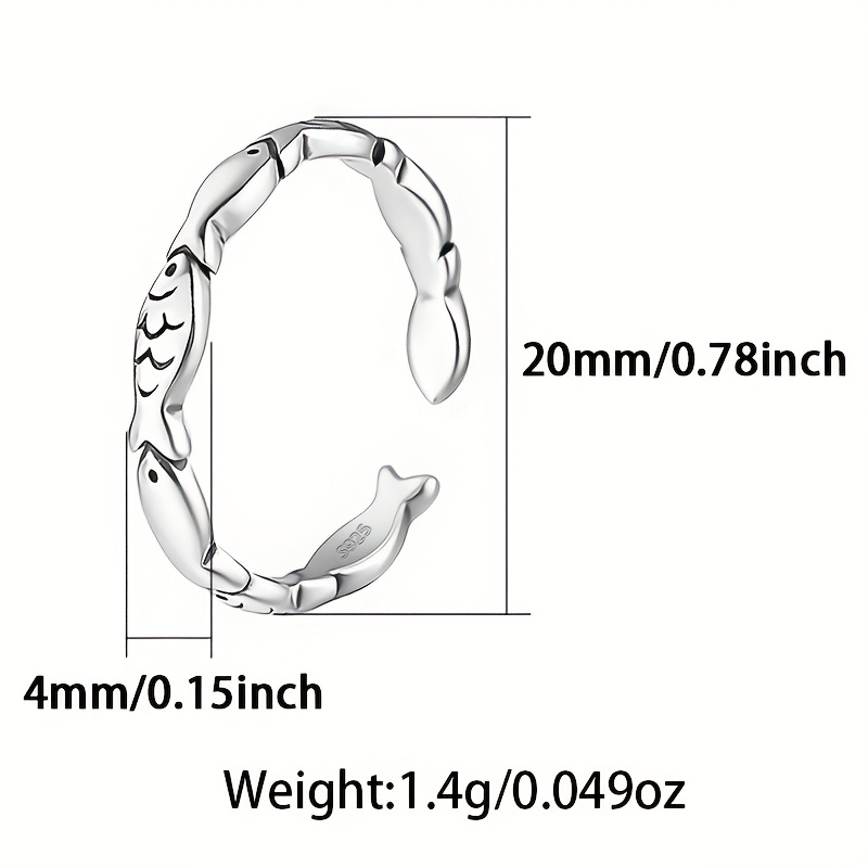 Retro Style Women's Silver Fish Ring