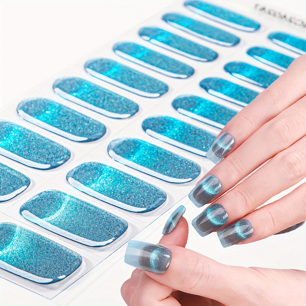 

20 Gel Semi-cured Nail Stickers, , And Light Eye Patterns, Uv Curing, Texture, High-end Product, Suitable For Women And Girls.