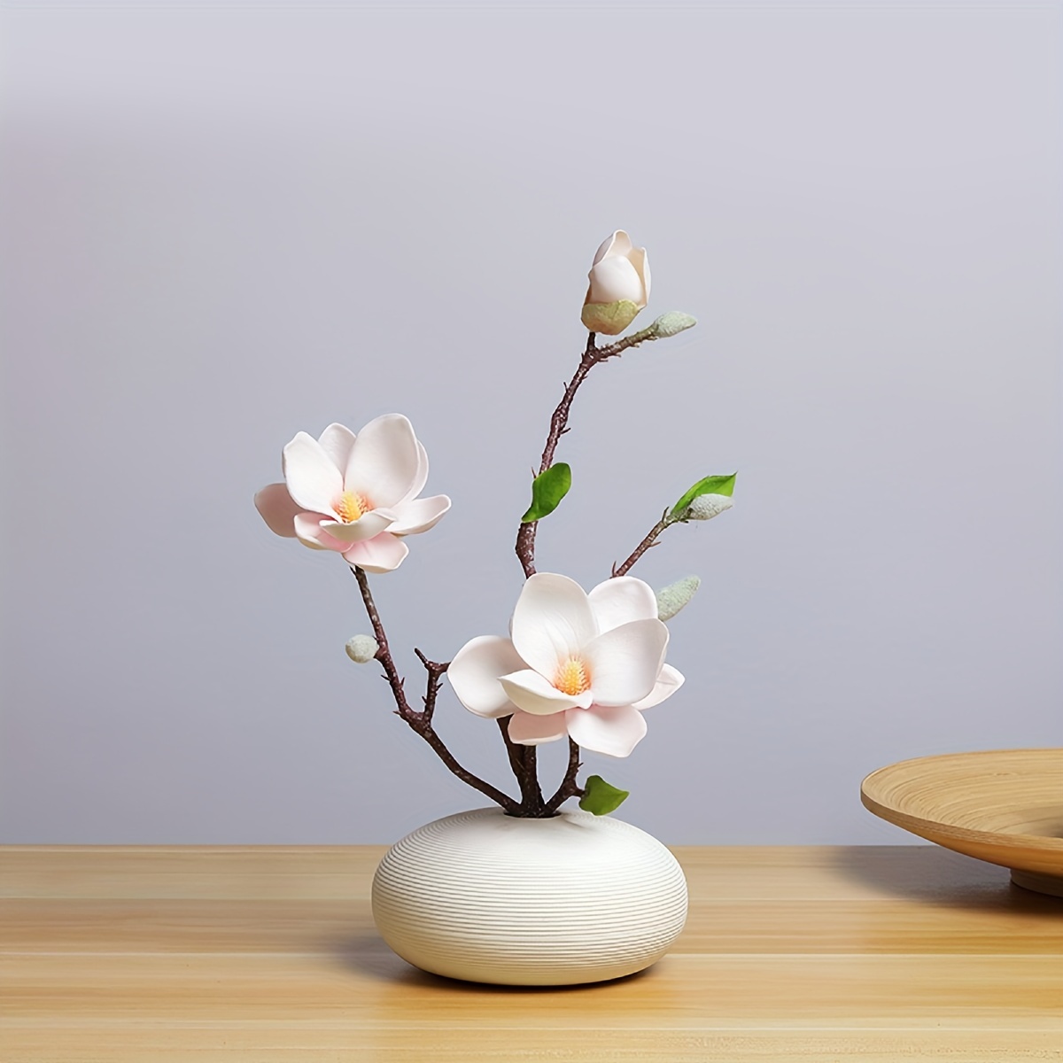 

1pc Magnolia Artificial Flower, Faux Flower Plastic Flower, Living Room Table Decor Fake Flower, Wedding Site Outdoor Landscaping Decor