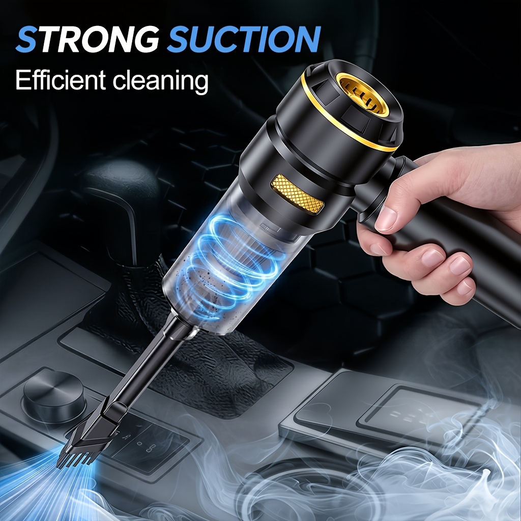 TEMU 8000pa Handheld Car Vacuum Cleaner, Strong Suction, Integrated Blowing And Suction Functions And Multiple Accessories, Mini Portable. Car Vacuum