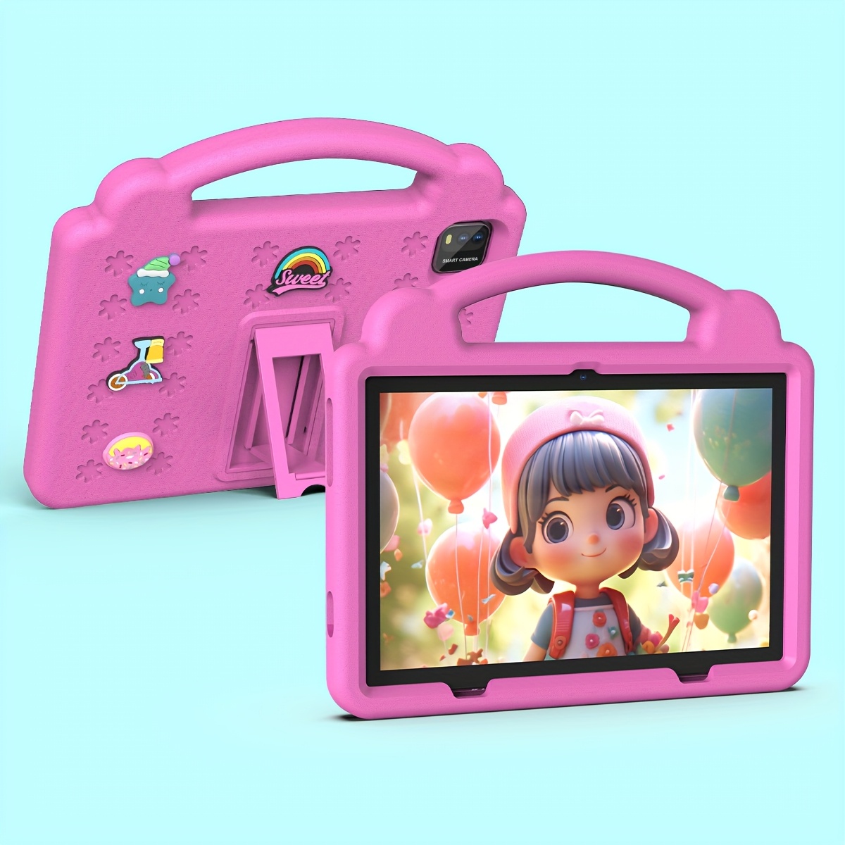 Android 14 Tablet, 25.4 cm Kids Tablet, 64GB ROM 3GB RAM, 1TB Extended Memory, Quad-core, 2.4G WiFi6, Eye Protection, Parental Controls, Tablet With Case, 6000mAh Battery Capacity, Christmas Gift