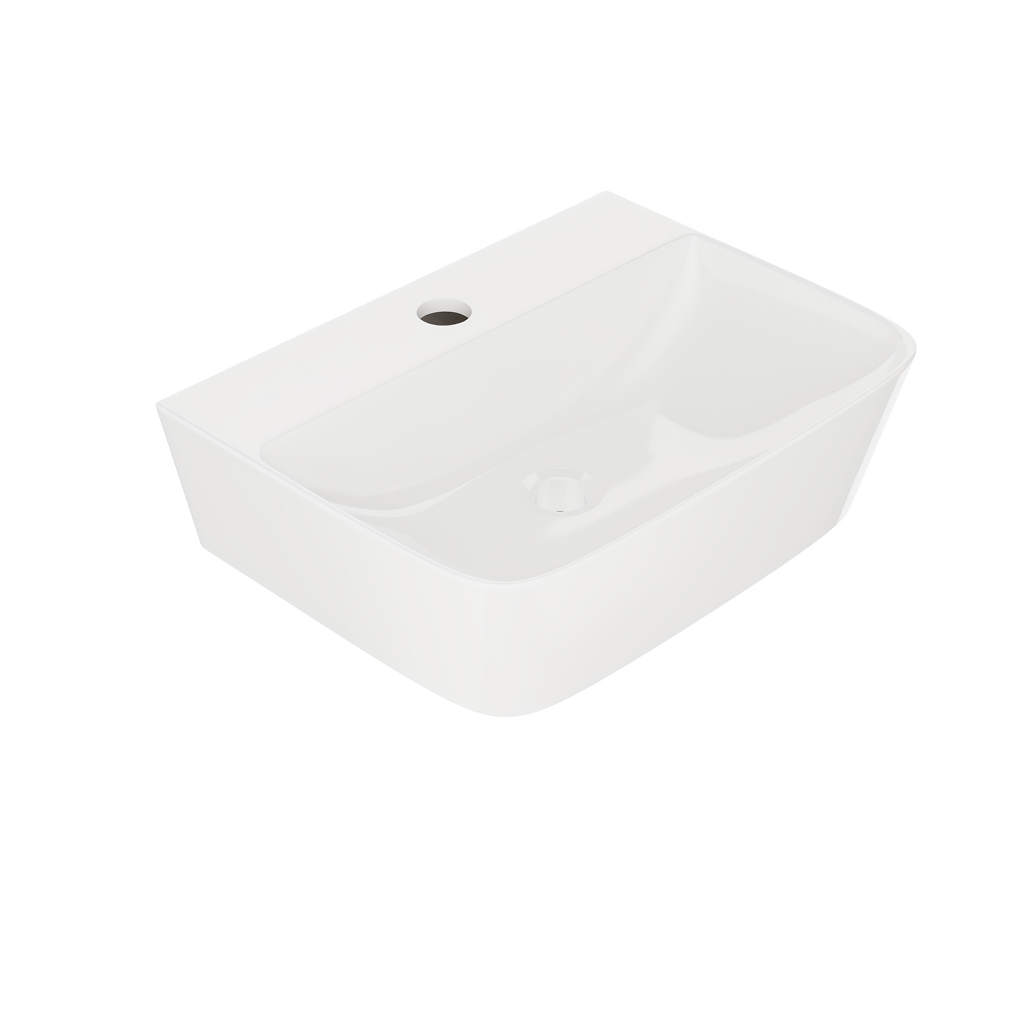 Image of Deervalley Wall-mounted Basin, Wall-hung Sink, Small Bathroom Wash Basin With Tap Hole And Storage Area, Space- Hand Wash Basin, Sink For Guest Wc, , And Small Bathroom, 41 X 31cm