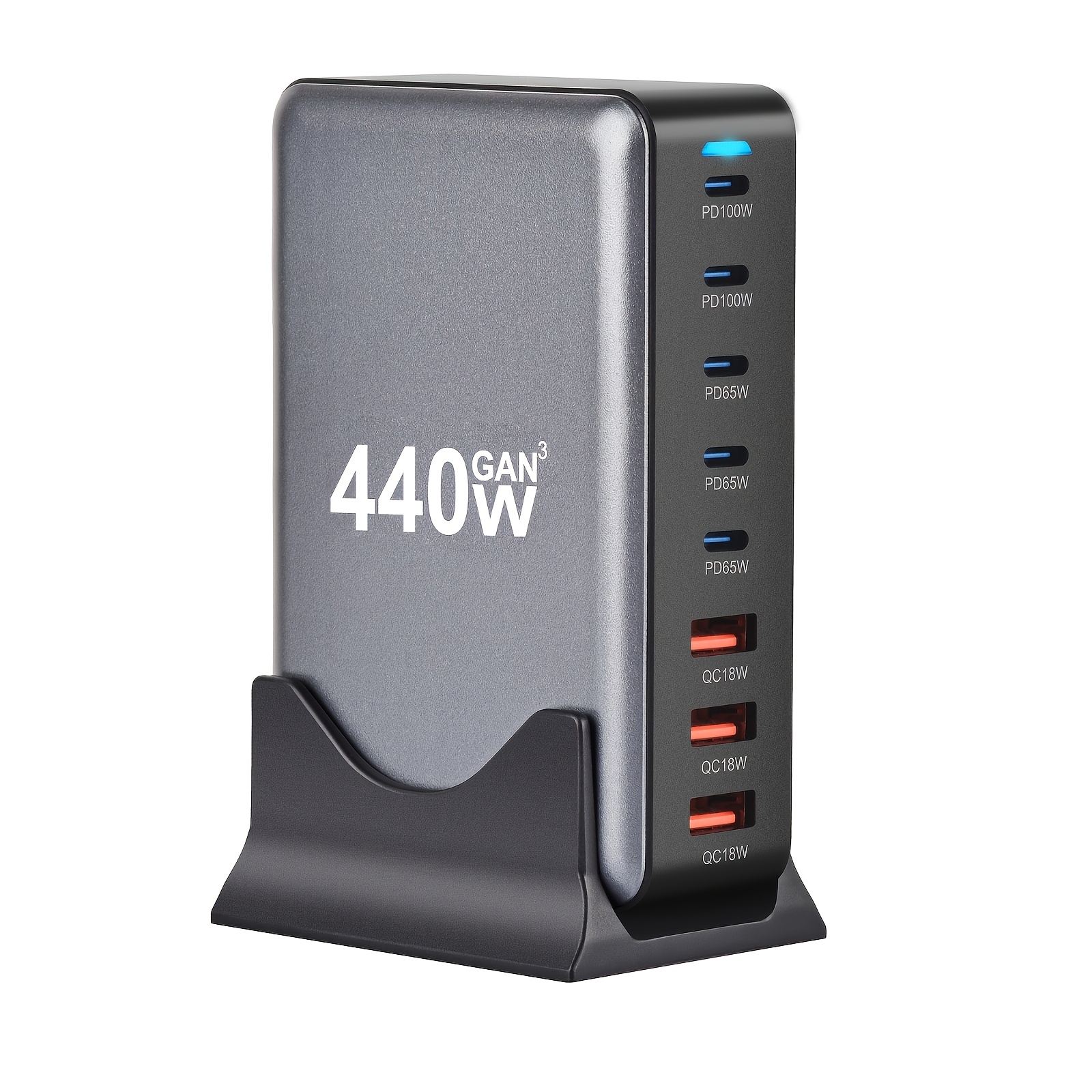 1pc 440W Multi-Port Charger 8-Port 3A+5C Multi-Purpose Charger for Mobile Phones and Electronic Devices, Indoor Miscellaneous Cord Disposal, Keep Your Desktop Tidy Round Fashion Style, Multi-Port Car Phone Charger