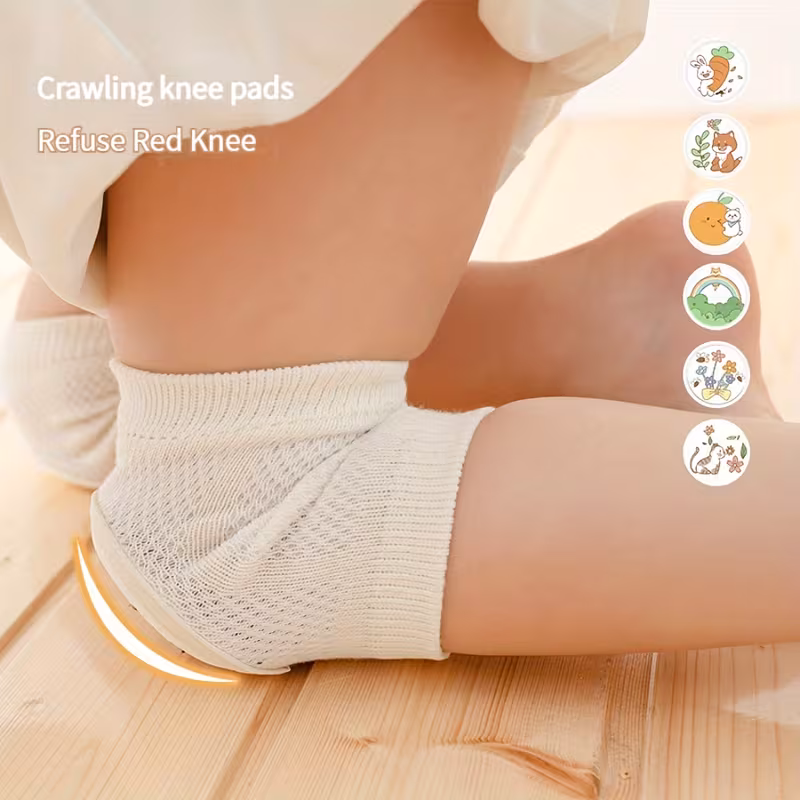 2pcs Animal Embroidery Children's Sock Covers, Baby Crawling Summer Infant Toddler Anti-Fall Protective Sleeves, Lightweight and Breathable, Dot-Adhesive Anti-Slip Fall-Proof Safety Protection for Children's Elbows 7