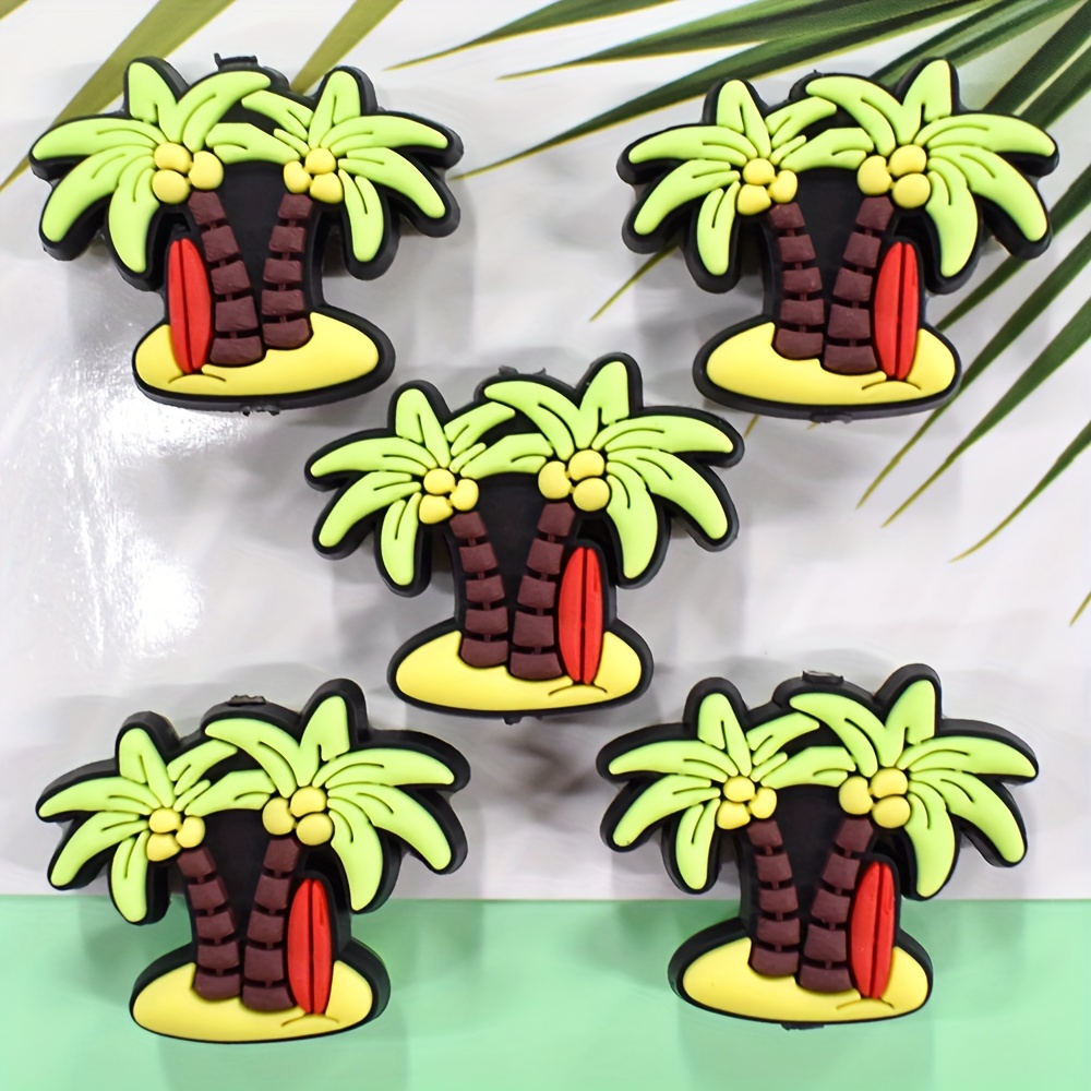 

5pcs, Soft Pvc, Coconut Tree Pen Beads, Plant Pen Beads, Suitable For Jewelry Making Diy Bracelet Necklace Creative Keychain Bag Chain Handmade Craft Supplies Accessories Party Gift, No Pen