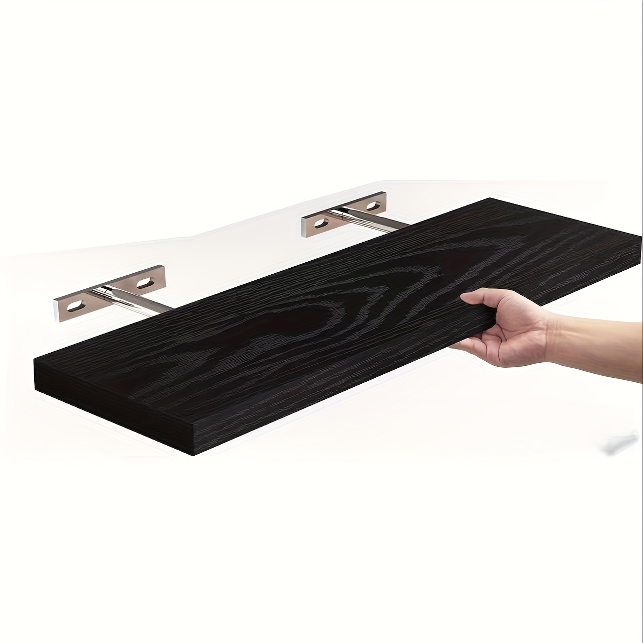 TEMU 1pc Solid Wood Floating Shelf Wall-mounted Horizontal Strip Shelf - Minimalist Modern Space-saving Storage Shelf Suitable For Living Room,